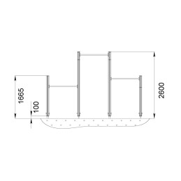 Уличный комплекс турников №5 (Каскад + Упор для отжимания)